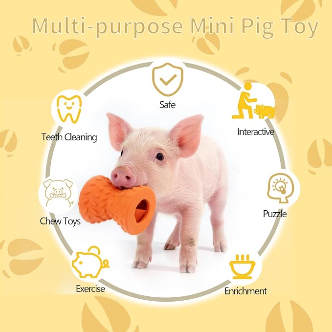 Treat Dispensing Ball for Pigs, Pig Enrichment Toys Food Dispenser for Mini Pigs, Slow Feeder Training Toy Pet Interactive Foraging & Rooting Toys for Pigs to Play with
