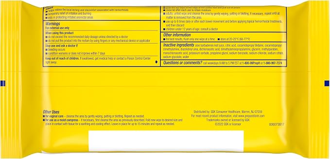 Preparation H Hemorrhoid Flushable Wipes with Witch Hazel for Skin Irritation Relief - 48 Count