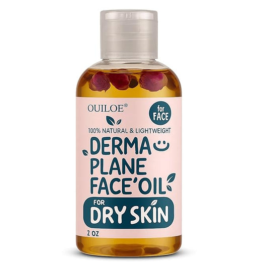 Dermaplane Oil for Women with Dry Skin - Face Shaving Oil - Non Comedogenic, Fragrance Free, Natural & Lightweight - Use with Dermaplane Razor for Women Face, 2oz by Ouiloe