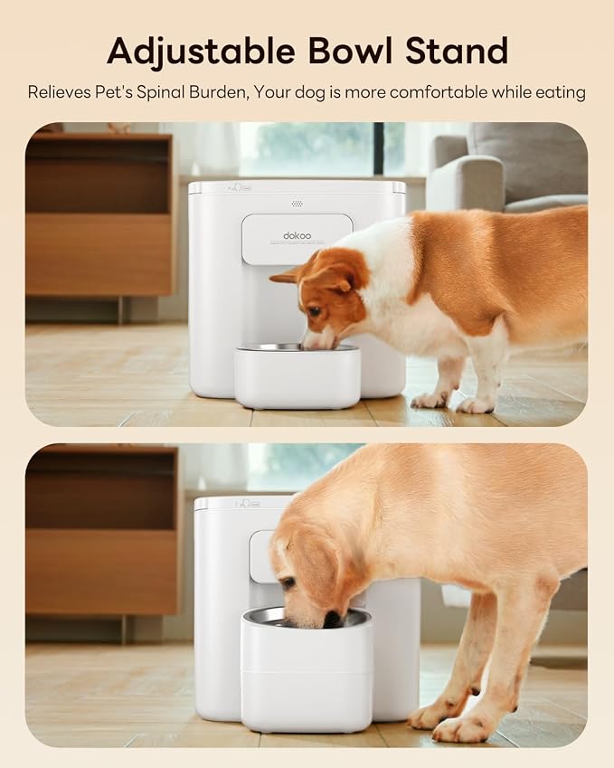 Dokoo Automatic Dog Feeder for Large Breeds, 15L/63 Cups Vacuum-Sealed | Airtight Auto Pet Feeder for Dry Food, Timed Feeding, Anti-Clog Dispenser 2-22mm Kibble, Voice Recorder, Stainless Steel Bowl