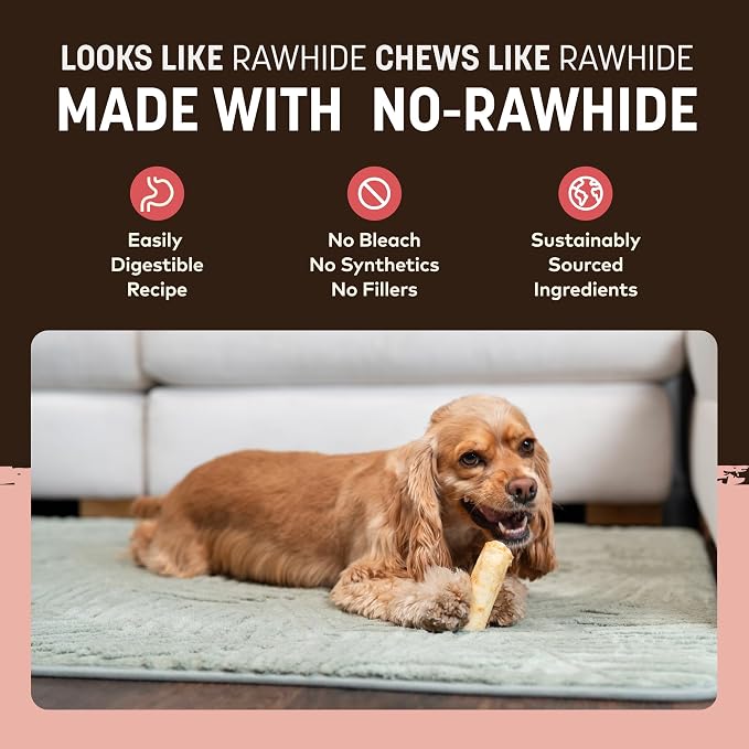 Earth Animal No Hide Dog Chews - Small Rolls 6 Count Strawberries & Cream | Small Rolls Strawberries & Cream Flavored Natural Rawhide Free Long Lasting Dog Chews - Pet Treats for Small Dogs
