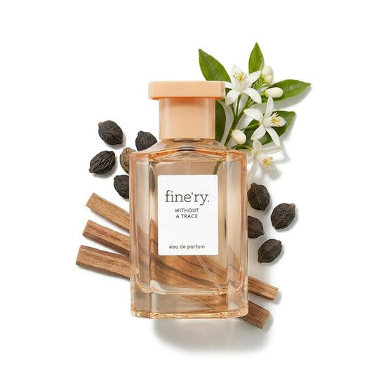 Fine'ry Floral Skin Musk Perfume - Without a Trace, for Women & Girls - Orange Neroli Blossom, Cedarwood & Suede Musk - Full Size Long-Lasting Hair & Body Cologne Parfum Fragrance (60mL)