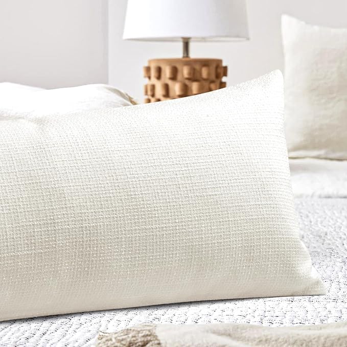 OTOSTAR Linen Throw Pillow Cover Set of 1 Decorative Long Lumbar Pillowcase Rectangle Cushion Cover 14x36 Inch for Home Decor Sofa Bedroom Car 35 x 90CM Cream Beige