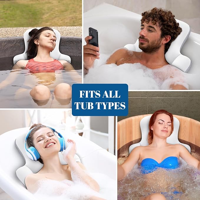 Full Body Bath Pillow for Bathtub, Thick & Luxury Bathtub Pillow Bathtub Cushion with 192 Suction Cups for Head & Neck, Back Support, Ideal Bath Pillows for Tub Women' Gifts Spa, Soaking