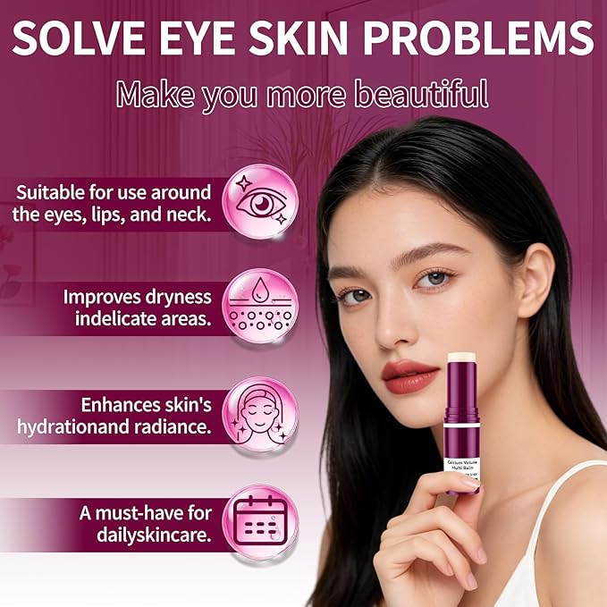 3 PCS Calcium Multi Balm(Face/Eyes/Lips&Neck), Collagen Calcium Volume Multi Balm Moisturing Stick, Anti-aging, Wrinkles, Sagging, Hydrating, Firming Skin