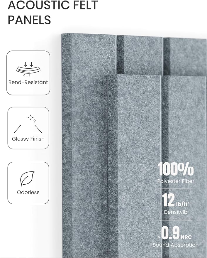 Fluxynara 36" x 24" Large Felt Bulletin Board, Blue Gray | 6 Pack Cork Board Alternative with 30 Safe Adhesive Tabs, Pin Boards for Wall Decor, Home, Office, Classroom,Dorm