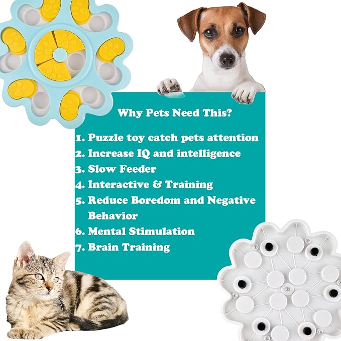 Dog Puzzle Toys for Smart Dogs Treat Dispensing Mental Stimulation Toys Dog/Cat Puzzle Feeder Dog Enrichment Toys Interactive Dog Toys for Boredom (Flower)