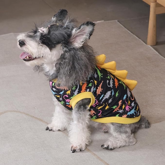 CuteBone Dinosaur Costume Dog Shirt, Stretchy Velvet T-Shirt Clothes for Small Dogs, Soft & Breathable Pet Tee Outfit Cat Apparel for Daily Wear, Cozy Pullover Design Puppy Fashion COSBX01L