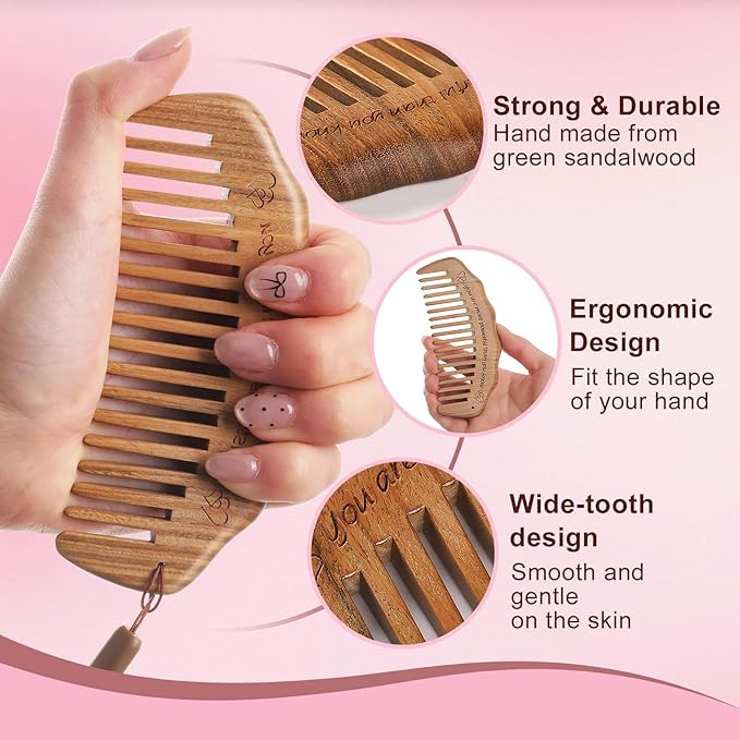 Woduelka Birthing Comb for Labor Pain - Green Sandalwood Labor Comb for Natural Birth Pain Relief, Delivery Essential for Expectant Mom, Pregnancy Hospital Bag Essentials for Women, Pregnant Mom Gift