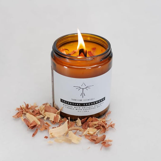 Celestial Cedarwood Organic Beeswax Candle, Black