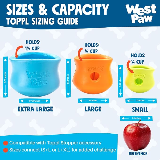 WEST PAW Zogoflex Toppl Interactive Treat Dispensing Puzzle Dog Toy for Mental Stimulation & Enrichment-Holds Kibble & Treats-Lickable, Freezable & Dishwasher Safe-Made in USA-Small-Cardinal Red
