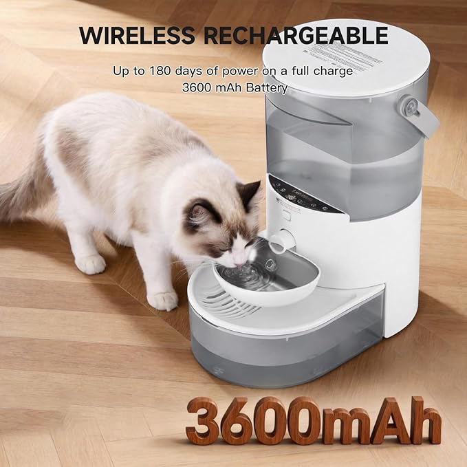 Cat Water Fountain No Filter Automatic Dispenser for Cats Filterless 3.8L | Wireless Stainless Steel Cordless Pet Indoor Catit Bowl Dogs Bowls Wastewater Separation Smart Large Rechargeable Small Dog