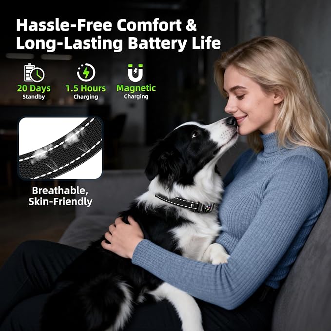 Jicawz Dog Bark Collar for Large Medium Small Dogs, AI No-Bark Collar for Dogs Training Collar, Smart Barking Collar, Rechargeable Bark Collar