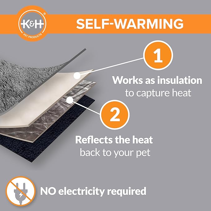 K&H Cat Bed, Self-Warming Pet Pad, Reversible Oatmeal/Chocolate | Self Heating Cat Bed, Pad for Outdoor Kitty Houses, Thermal Mat for Indoor Pet Beds & Furniture, Machine Washable