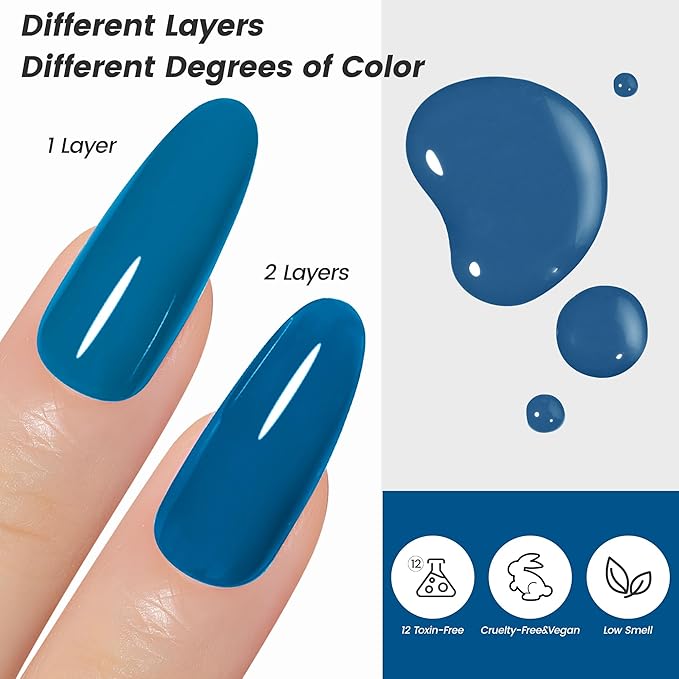 YTD Likomey Haze Blue Gel Nail Polish,15ml Salon Home DIY Manicure and Pedicure Fall Winter Soak Off UV Color Varnish,CS418