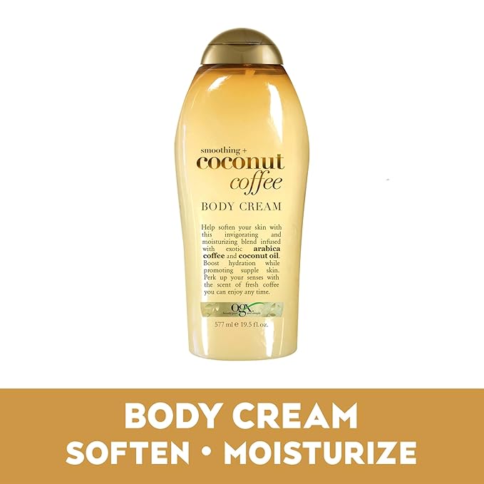 OGX Smoothing + Coconut Coffee Body Cream 19.5 oz,(Pack of 4)