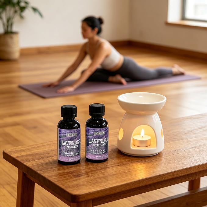 Hosley Lavender Scented Warming Oil for, Meditation, Yoga, Spa Highly Scented Fragrance Oils for Home 55 ml Bottles (Pack of 5)