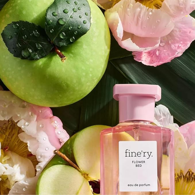Fine'ry Flower Bed Peony Apple Perfume for Women & Girls - Lush Peony, Green Apple & Blooming Jasmine - Floral, Fresh, Full Size, Long-Lasting Hair & Body Cologne Parfum Fragrance (60mL)