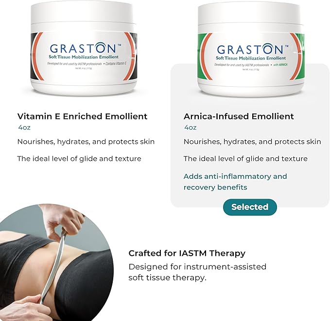 Graston Technique Arnica Soft Tissue Emollient - 4oz Jar Pro-Grade Therapy Cream for IASTM, Massage, Relief and Recovery, 6-Pack