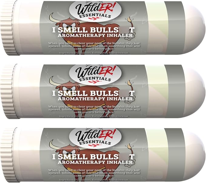 Wilder Essentials 3 Pack of I Smell Bull Aromatherapy Nasal Inhalers Made with 100% Natural, Therapeutic Grade Essential Oils for clearing Your Airways and Lifts The Spirit