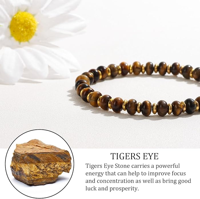 GolbalJew 4 * 6mm Gemstone Rondelle Bead Bracelets for Women Healing Crystal Stone Beads Bracelet Handmade Beaded Spiritual Jewelry Gifts