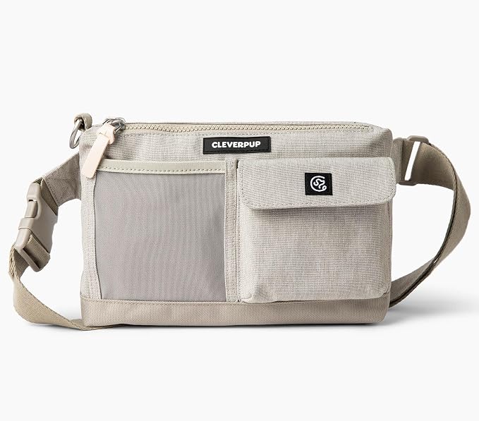 Cleverpup Walk & Train 2-in-1 Dog Walking Bag - Hands-Free, Sand