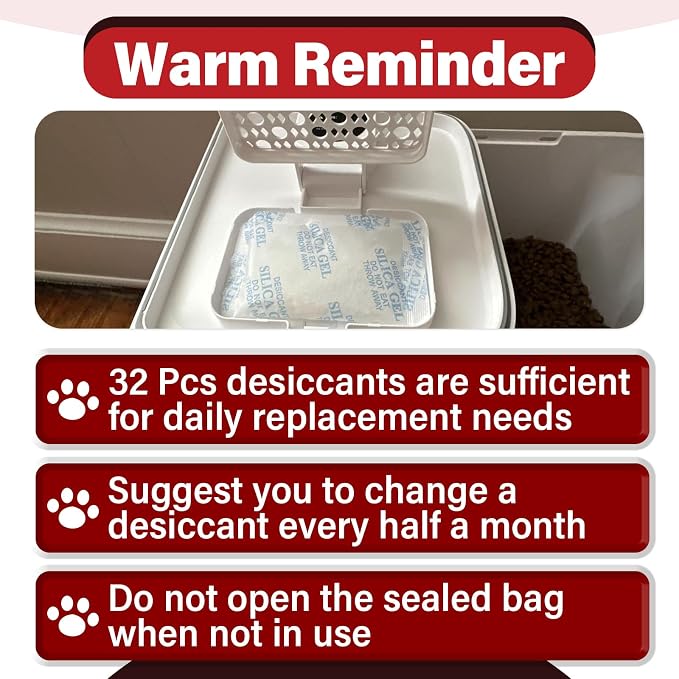 32 Pcs Pet Food Desiccant Bag Compatible with Oneisall Automatic Cat Feeder | Pet Feeder Replaced Desiccant, Keep Cat Dog Food Dry and Fresh