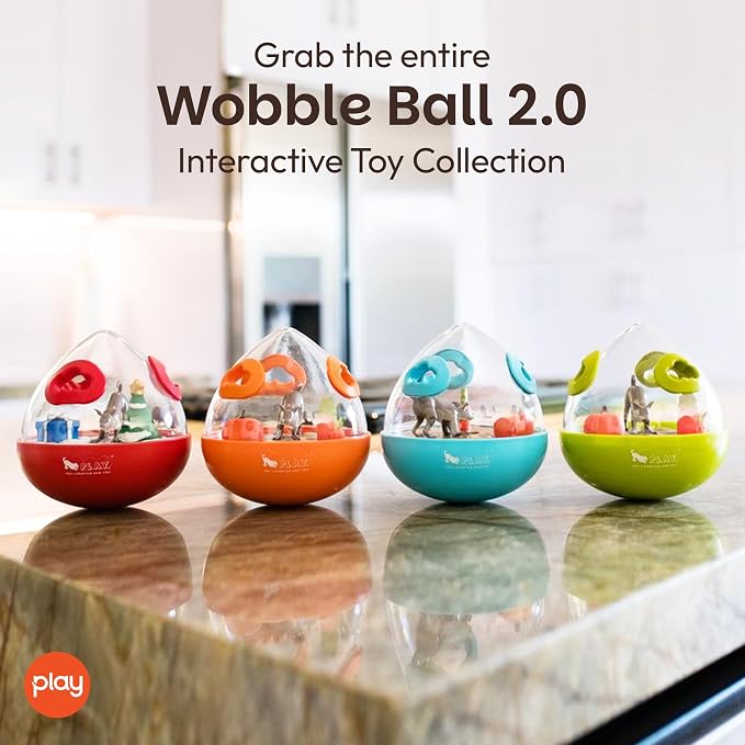 Wobble Ball Interactive Food & Treat Dispensing Puzzle Toy for Puppies & Dogs - Slow Feeder, Mental Enrichment, Forage Skills, Training, Relieves Boredom - Dishwasher Safe, Easy Clean (Pumpkin Orange)
