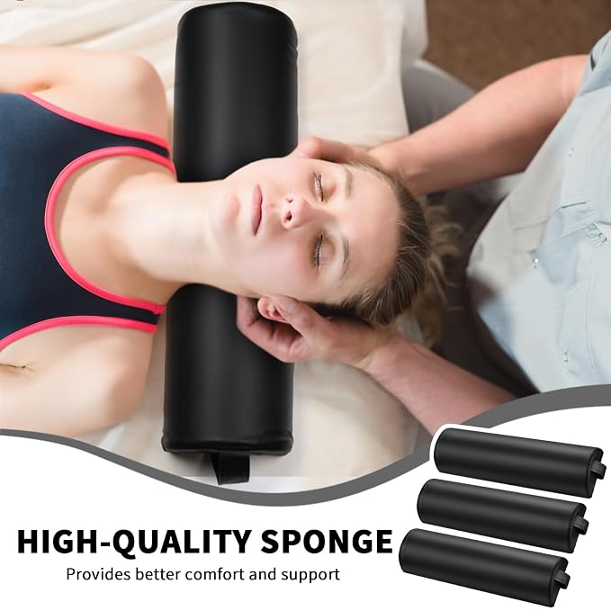 Ripeng Half Round Massage Table Bolster Pillow Pad with Strap Handle, Semi-Round Bolster Pillow, 6"W x 3"H x 21"L Bolsters Support Pad for Massage Yoga Spa Neck Under Knee Ankles Pain Relief(4 Pcs)
