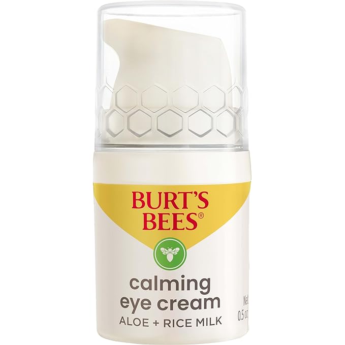 Burt's Bees Calming Eye Cream With Aloe and Rice Milk, Moisturizes Without Causing Redness or Irritation, 98.7 Percent Natural Origin Skin Care, 0.5 oz. Bottle, (Pack of 2)