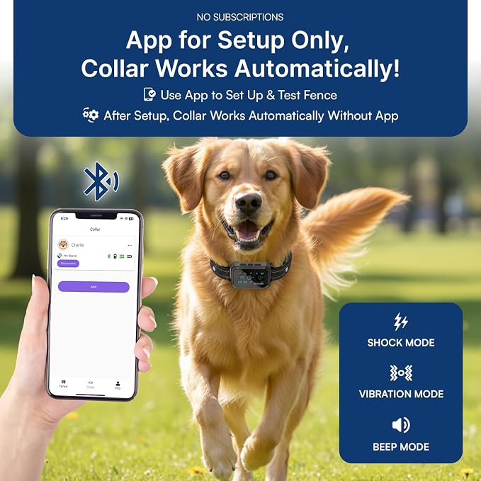 My Pet Command 2-1 Smart Wireless GPS Dog Fence with APP Setup 2 Collar Kit | No Subscriptions, 6-Sided or Circular Fences, Tone, Vibration, Static correction, Waterproof, Rechargeable, Remote Training