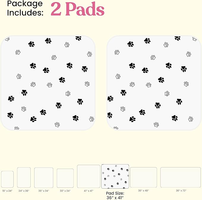 Super Absorbent Washable Pee Pads for Dogs - 2-Pack Superior Reusable Puppy Pads Pet Training Pads –100% Waterproof Dog Pee Pad Protects Against Urine Leakage Non-Slip Grip Prevents Slipping& Bunching