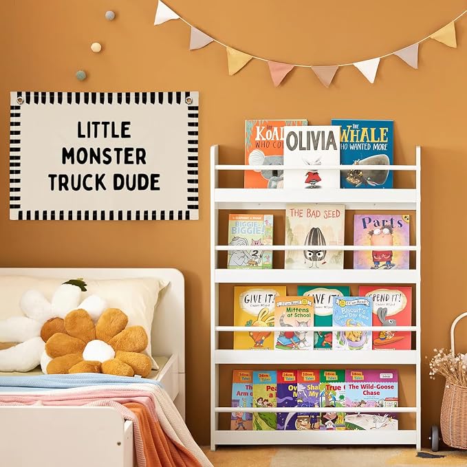 XYDEG Monster Truck Room Decor, Little Monster Truck Dude Canvas Banner Flag Wall Decor, Boy Nursery Wall Hanging Flag Decorations for Kids Boy Nursery Toddler Room Bedroom Playroom, 30x20 Inch
