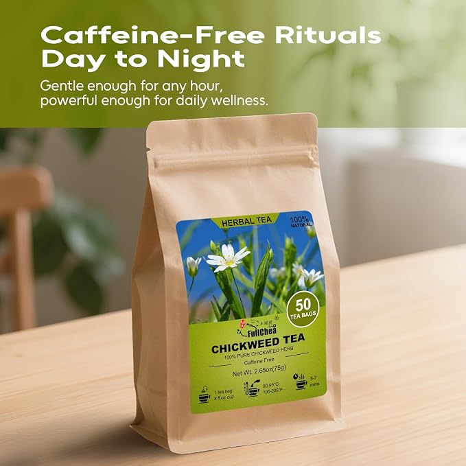 FullChea - Chickweed Tea Bags, 50 Count, Dried Chickweed Herb | Premium natural chickweed herbal tea, non-GMO, caffeine-free, crafted for gentle daily herbal enjoyment
