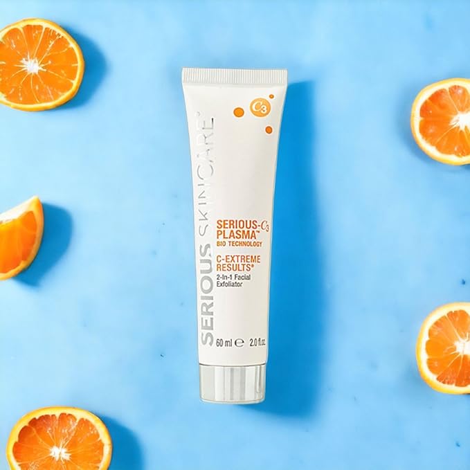 Serious Skincare - C-Extreme Results Facial Exfoliator - Deep Pore Cleansing & Resurfacing Skin Treatment - Vitamin C, Collagen & Natural Fruit Enzymes - For Smoother Radiant Face & Neck - 2 fl. oz