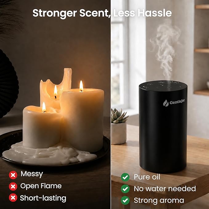 GentleJet LiteMist Waterless Rechargeable Aroma Diffuser for Bedroom, Office & Car, Cold-Air Essential Oil Mist, Aluminum Body, 20ml