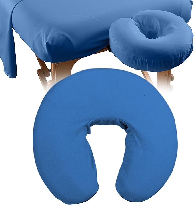 Deluxe Flannel Face Cradle Covers by NRG - 100% Brushed Cotton Face Rest Covers - Protect Your Massage Table Face Cradle - Adds Warmth and Comfort - 13" x 13" x 6" - 200 Thread Count - Twilight Blue