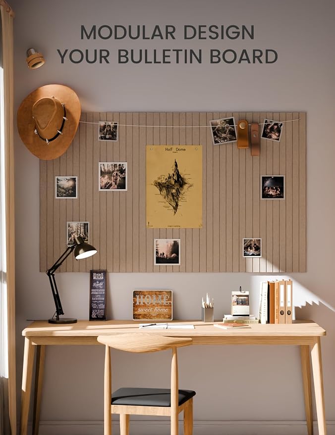 Fluxynara 36" x 24" Large Felt Bulletin Board, Taupe | 6 Pack Cork Board Alternative with 30 Safe Adhesive Tabs, Pin Boards for Wall Decor, Home, Office, Classroom,Dorm