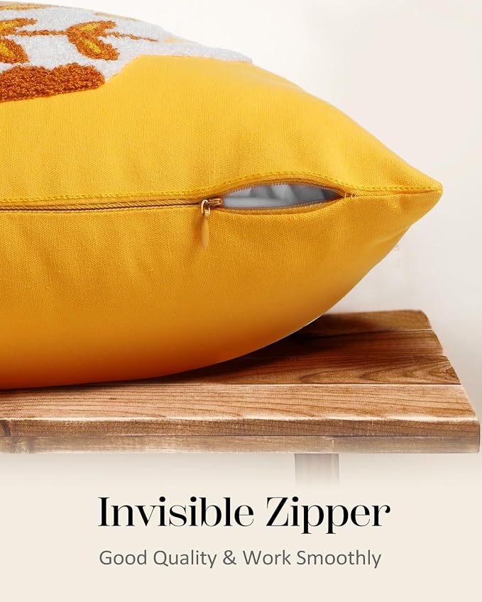 Embroidered Throw Pillow Cover - 18x18 Decorative Pillow Cover with Zipper Aesthetic Cute Design Boho Spring Summer Cozy Throw Pillowcase for Living Room Couch Sofa Bed, Floral Vase