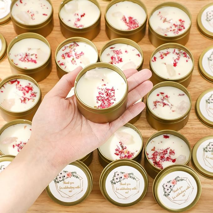 Nuanchu 20 Pcs Wedding Candles Favors for Guests Bulk 3 oz Thank You Soy Wax Flower Scented Candles Jar for Birthday Wedding Bridal Baby Shower Party Gift