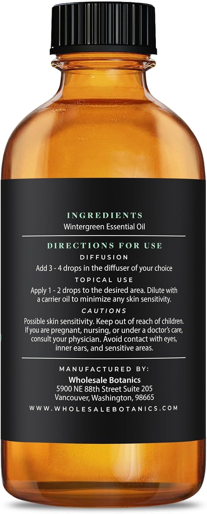 Wintergreen Essential Oil by Wholesale Botanics | Premium Grade 100% Undiluted Essential Oil | for Aromatherapy, Soaps, Lotions, & Candles | Vegan & Cruelty Free (8 Fl Oz)