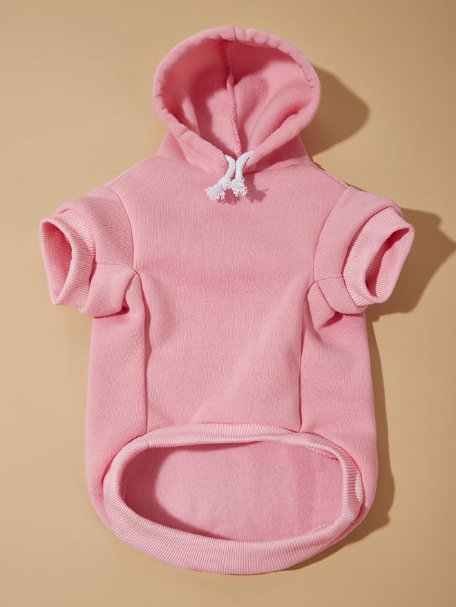 Basic Dog Hoodie Sweatshirt Puppy Sweater Warm Cat Costumes Pet Clothes for Chihuahua Puppy Kitten Small Medium Dogs Light Pink X-Small