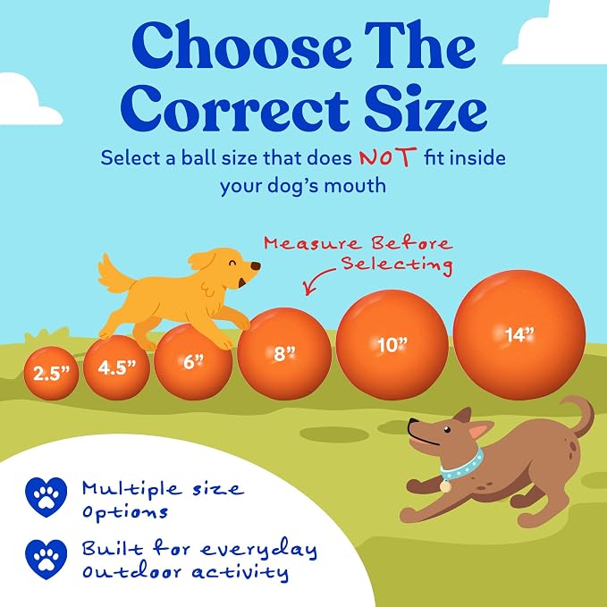 Doggie Dooley Virtually Indestructible Dog Ball - 14 Inch Hard Plastic Interactive Dog Toy for Large Breeds Over 75+ lbs - Built for Herding & Push Play - Floats in Water, Made in USA - Orange