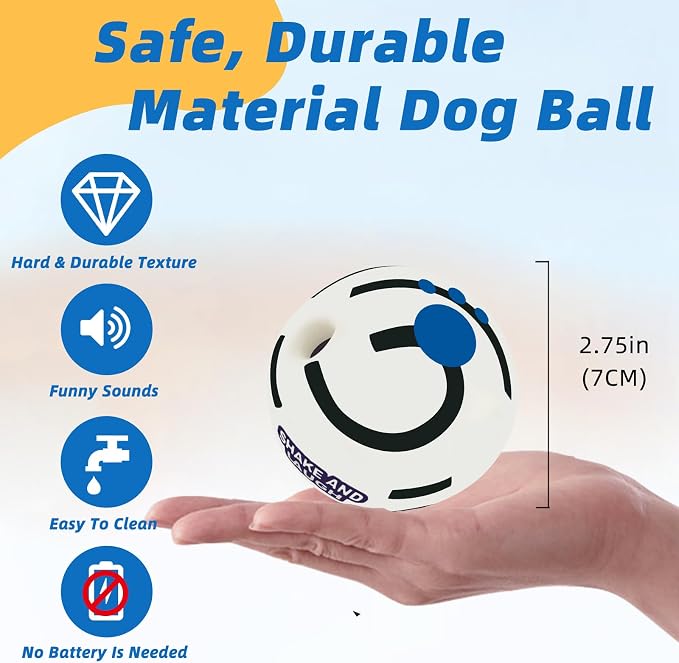 Glow in The Dark Dog Toys Ball, XS, 2.75 in (7 cm) | Interactive, Shaking with Gibbering Sound