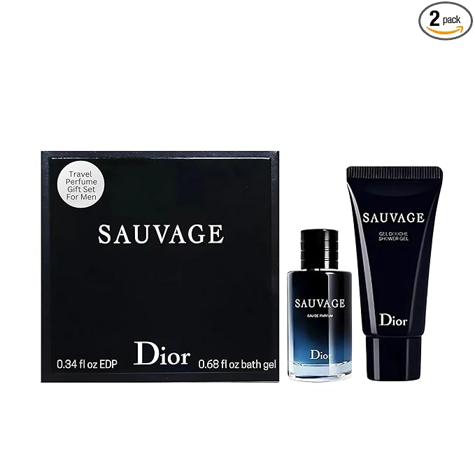 Dior Sauvage Perfume for Men – Mini Fragrance Gift Set EDP & Shower Gel Duo Travel Set