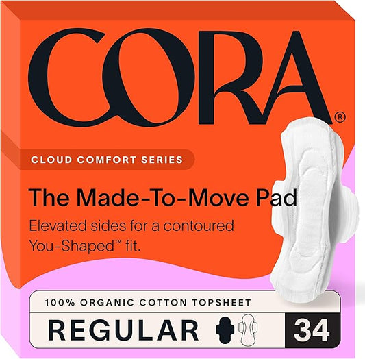 Cora 100% Organic Cotton Topsheet Pads (34 Made to Move Regular Pads)