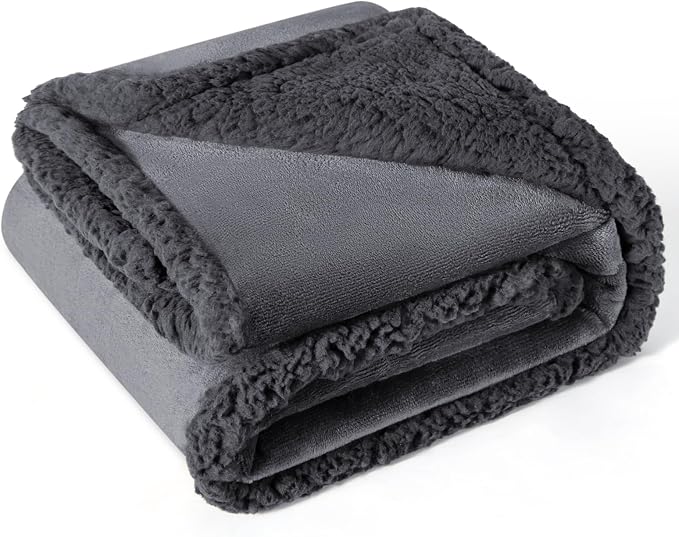 Waterproof Dog Blanket 40 x 60 in for Small & Medium Dogs, Washable | Aodisman Reversible Soft Fleece Pet Throw,Leakproof Furniture Protector for Sofa, Couch, Crate, Cats, Kittens & Puppies,Grey