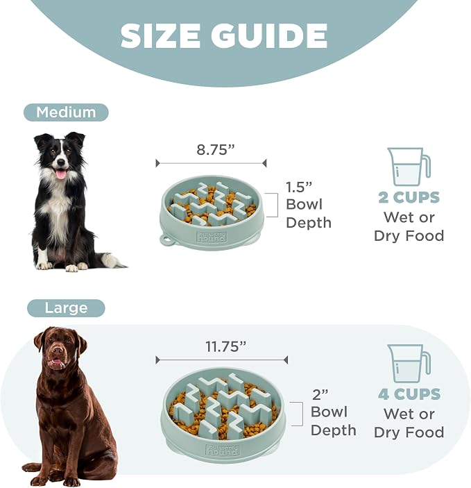 Outward Hound Fun Feeder Slo Bowl Dog Slow Feeder, Notch, Sage, 11.8", Large (Pack of 6)