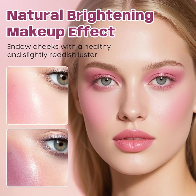 2 Pcs Gradient Blush for Cheeks - cream blush, Luxuriously Creamy & Blendable Color,Long-Lasting & Buildable Cheek Makeup in Crystal Clear Case for Natural Flush
