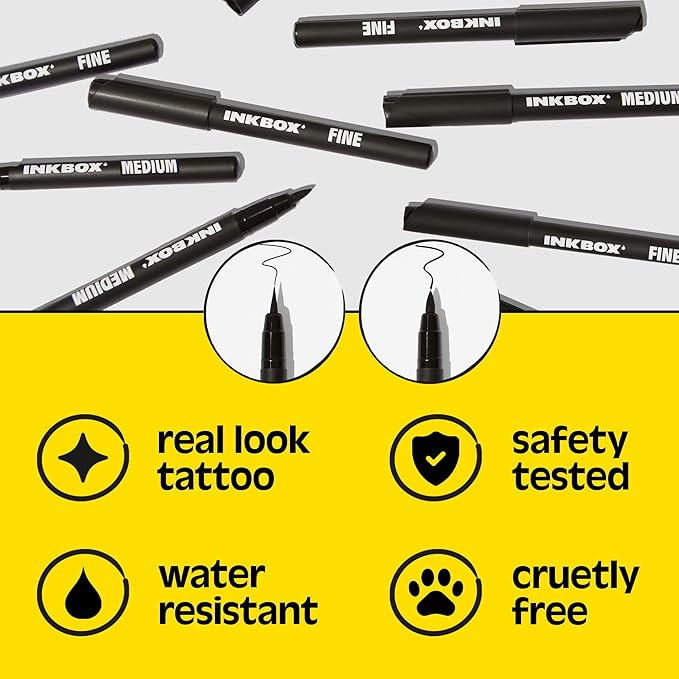 Inkbox Freehand Tattoo Marker Artist Kit - Includes 2 Markers, 1 Tracer, 1 Glove, Tracing Paper (50 Sheets) & Stencil Cream |Lasts Up to 10 Days, All Skin Tones, Water-Resistant, Cruelty-Free & Vegan